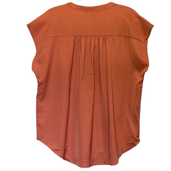 NWT BANANA REPUBLIC FACTORY WOMENS BUTTON DOLMAN BLOUSE CAP SLEEVE CORAL/PINK M - Picture 2 of 5